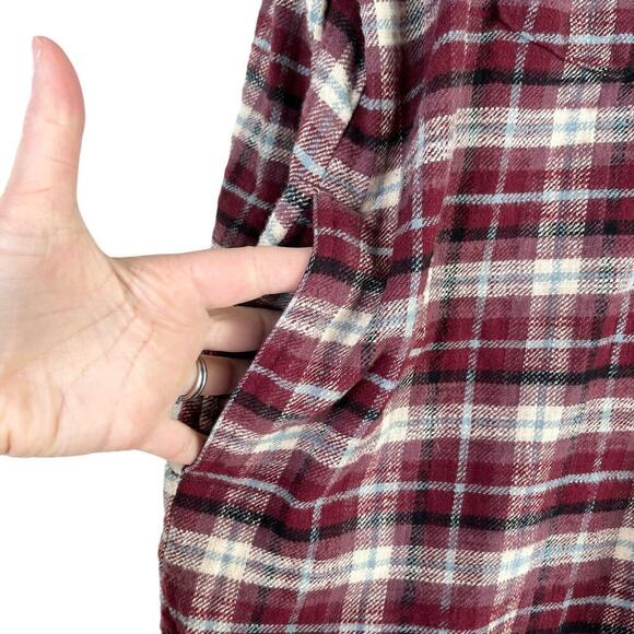 Madewell Flannel Sunday Oversized Shirt Mahaska Plaid Red Gray 100% Cotton Large - Picture 10 of 13